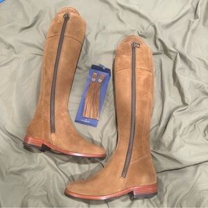 Fairfax & Favor Regina riding boot suede tan size 5 (36) new in box regular